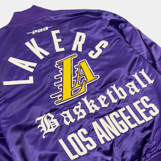 NBA Los Angeles Lakers Original Satin Varsity Mens Jacket in Purple / Yellow — view 2 of 5