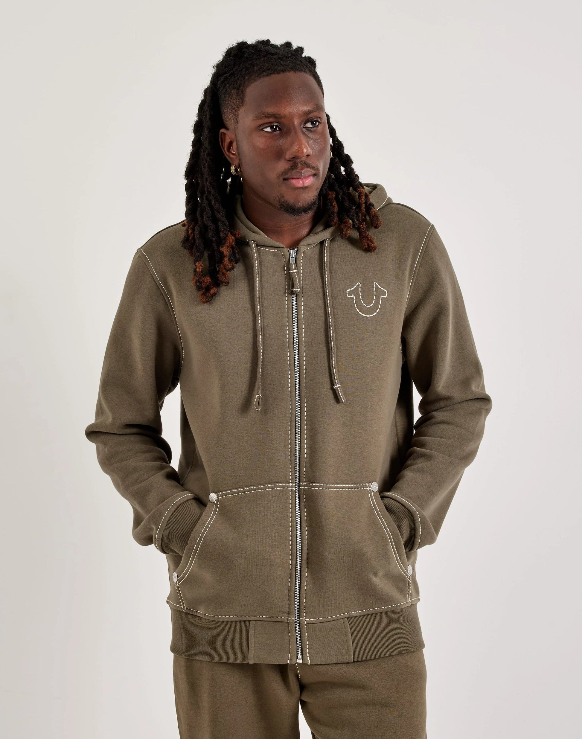 True Religion Big-T Full-Zip Fleece Hoodie — view 1 of 4