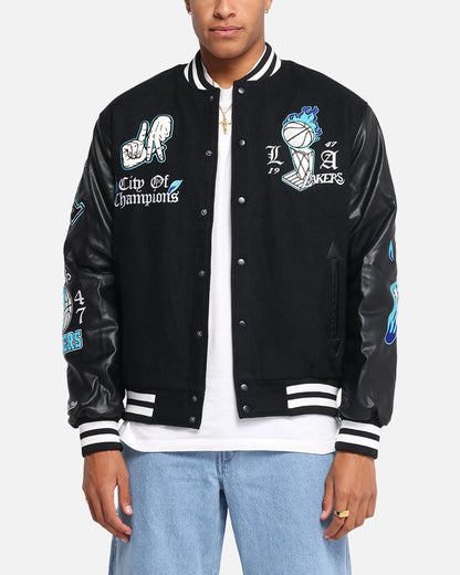 Mitchell & Ness Los Angeles Lakers City Of Champions Varsity Jacket Black — view 1 of 6