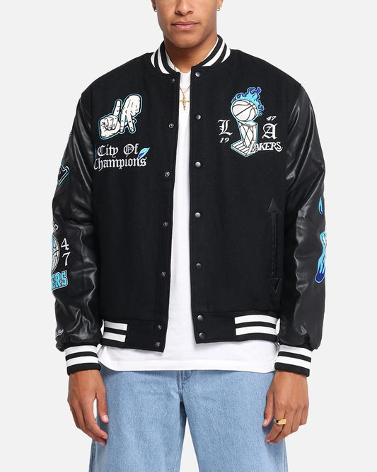 Mitchell & Ness Los Angeles Lakers City Of Champions Varsity Jacket Black — view 1 of 6