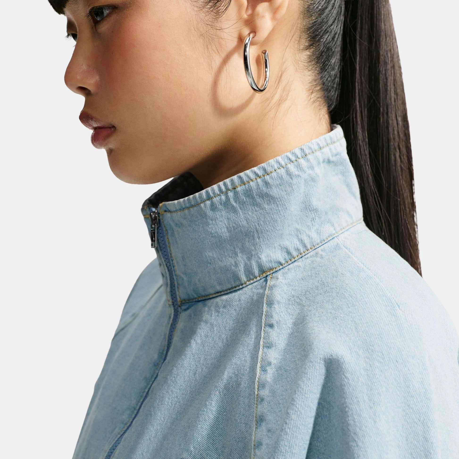 Windrunner Oversized Denim Womens Jacket in Light Armoury Blue / Work Blue — view 3 of 4