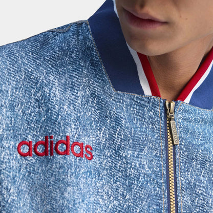 Denim Graphic Track Mens Jacket in White / Dark Blue — view 3 of 4