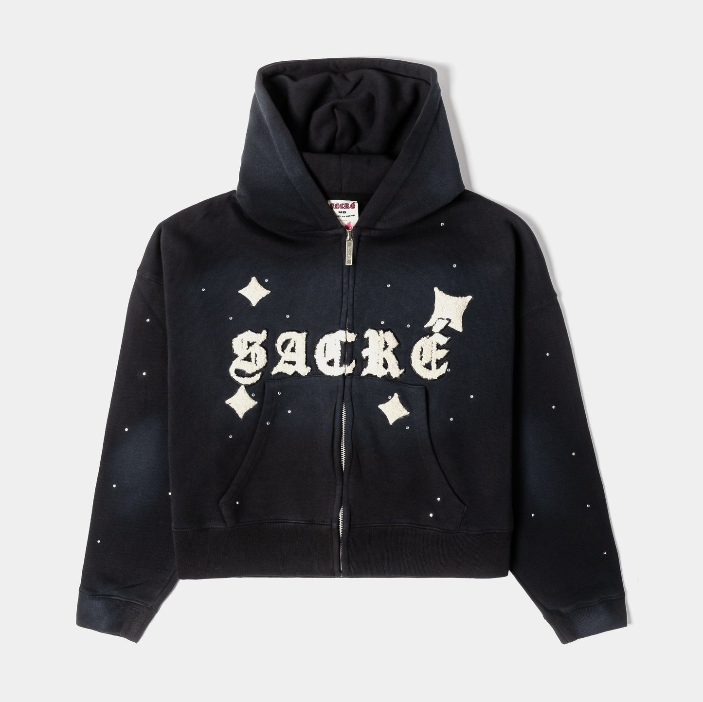 SACRE Angel Soft Zip Up Womens Hoodie (Black/Cream)