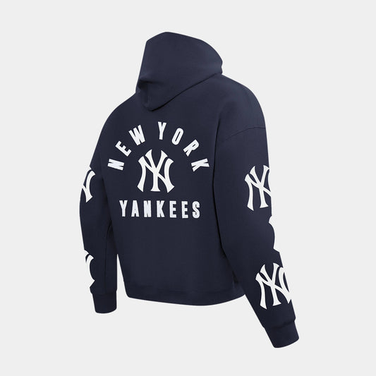 New York Yankees All Pro Fleece Zip Up Mens Hoodie (Navy/White) — view 2 of 4