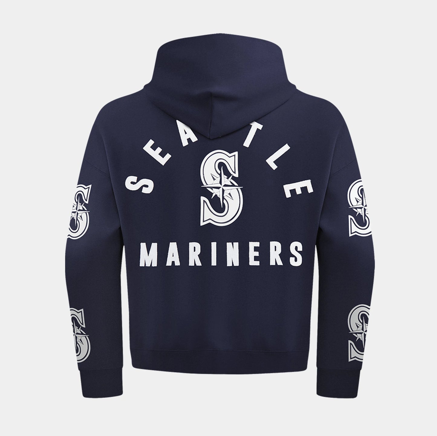 Seattle Mariners All Pro Fleece Zip Up Mens Hoodie (Navy/White) — view 2 of 4