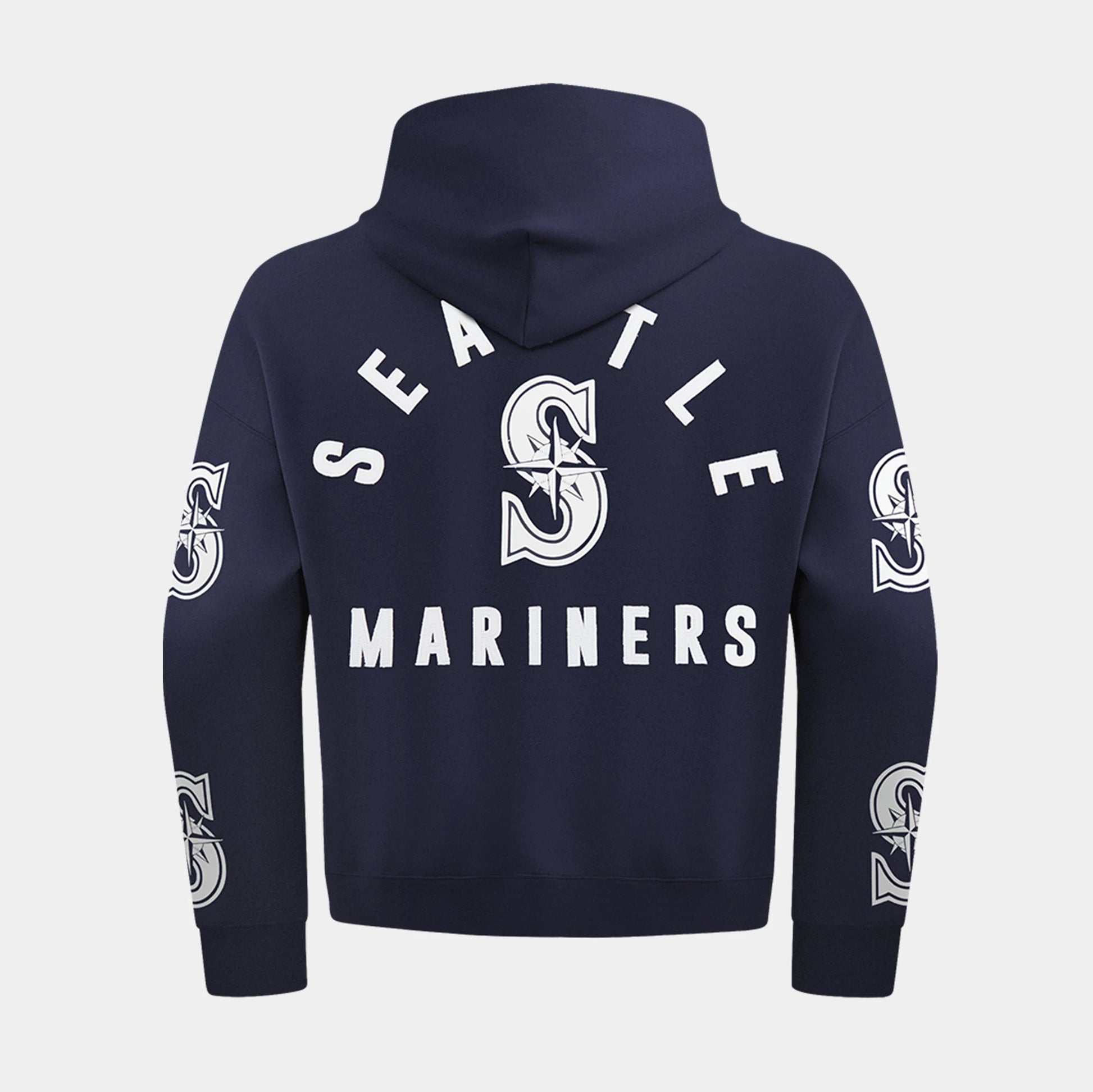 Seattle Mariners All Pro Fleece Zip Up Mens Hoodie (Navy/White) — view 2 of 4