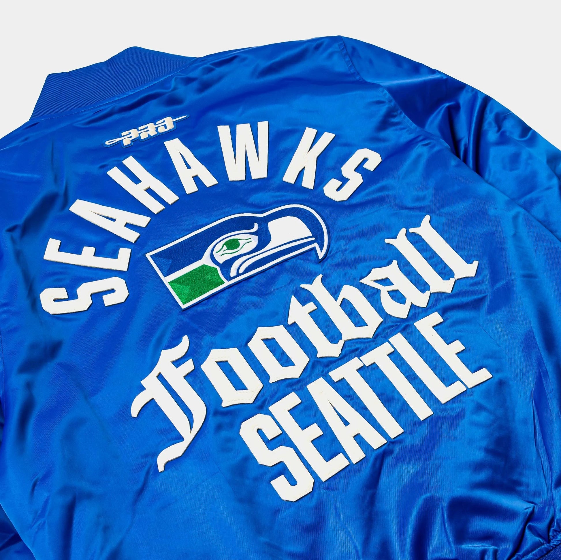 NFL Seattle Seahawks Original Satin Varsity Mens Jacket (Blue/White) — view 2 of 5