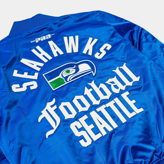 NFL Seattle Seahawks Original Satin Varsity Mens Jacket (Blue/White) — view 2 of 5