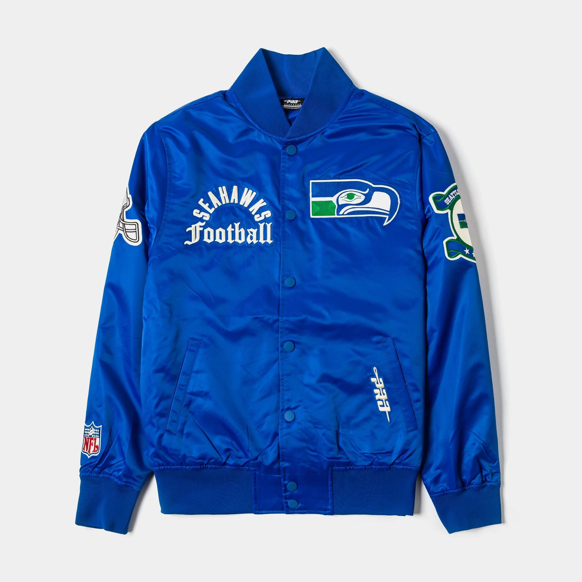 NFL Seattle Seahawks Original Satin Varsity Mens Jacket (Blue/White) — view 1 of 5