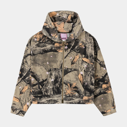Maison Article Angels Camo Cropped Zip Up Womens Hoodie (Multicolor)