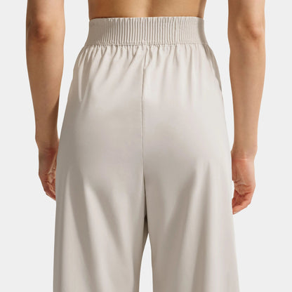 24.7 PerfectStretch Dri Fit High Waisted Loose Wide Leg Womens Pants in Light Orewood Brown / Light Iron Ore — view 3 of 4