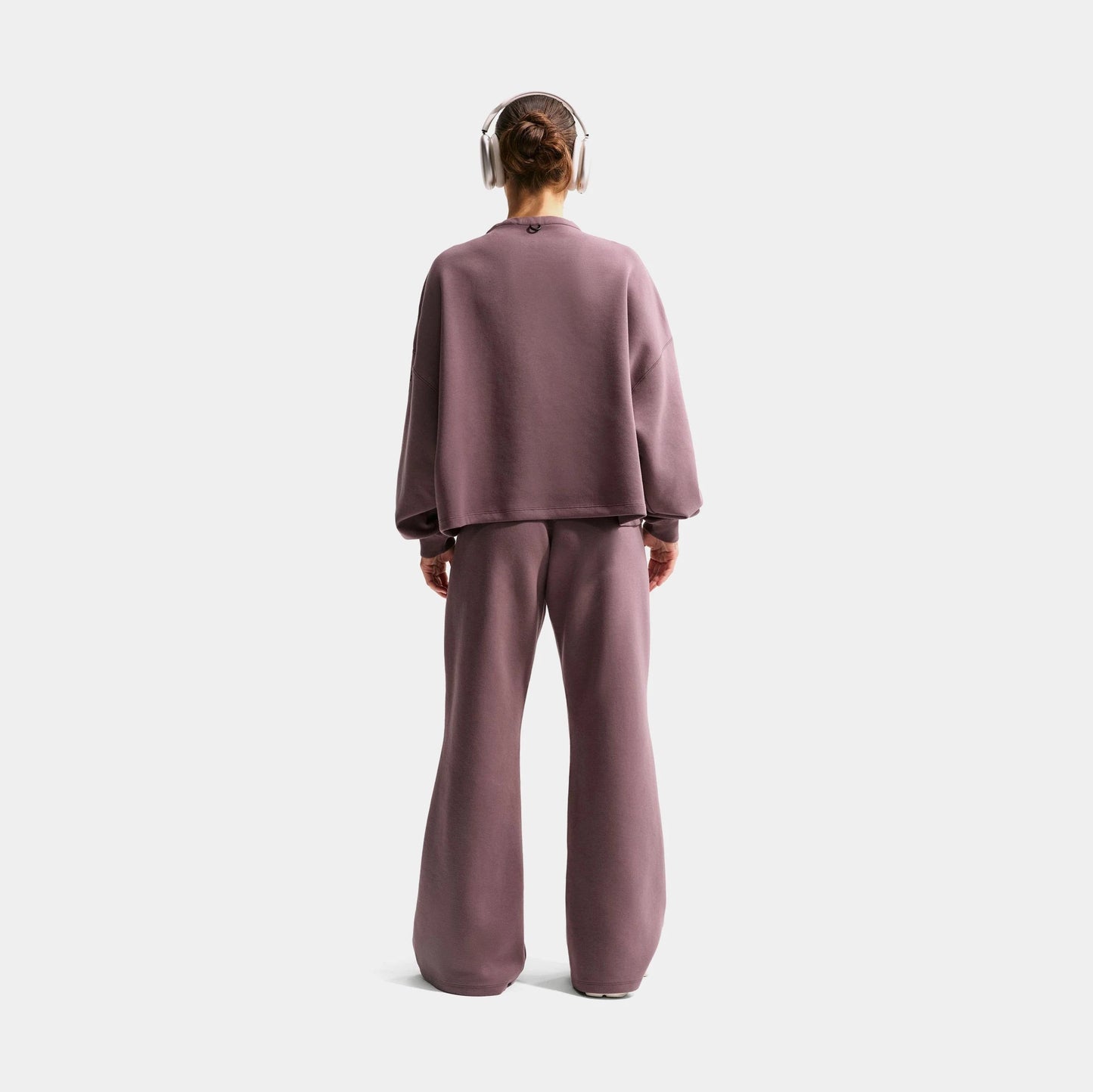24.7 ImpossiblySoft Dri Fit High Waisted Loose Flared Womens Pants in Tattoo / Burgundy Crush — view 2 of 4