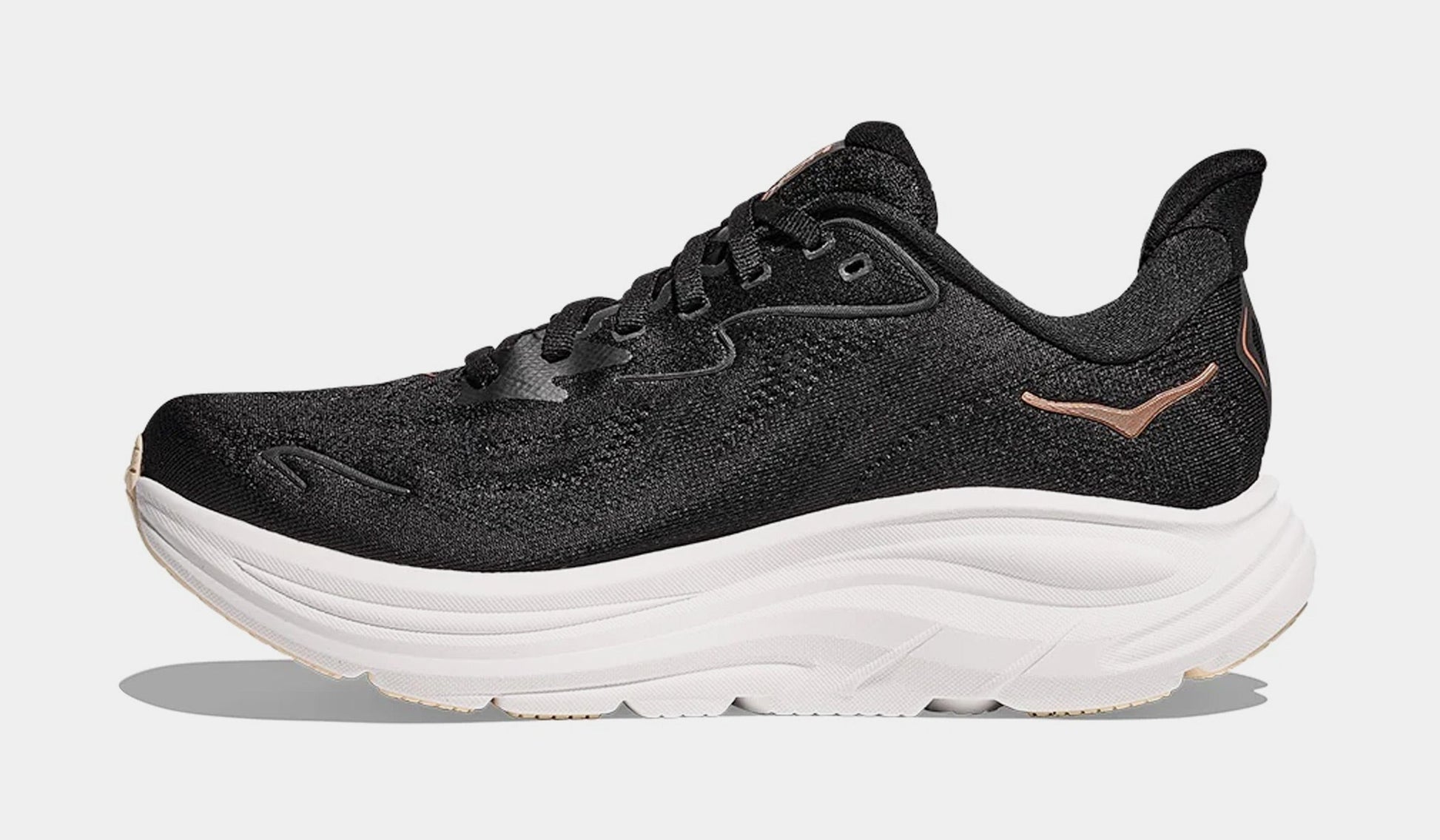 Clifton 10 Womens Running Shoes (Black/Rose Gold) — view 3 of 4