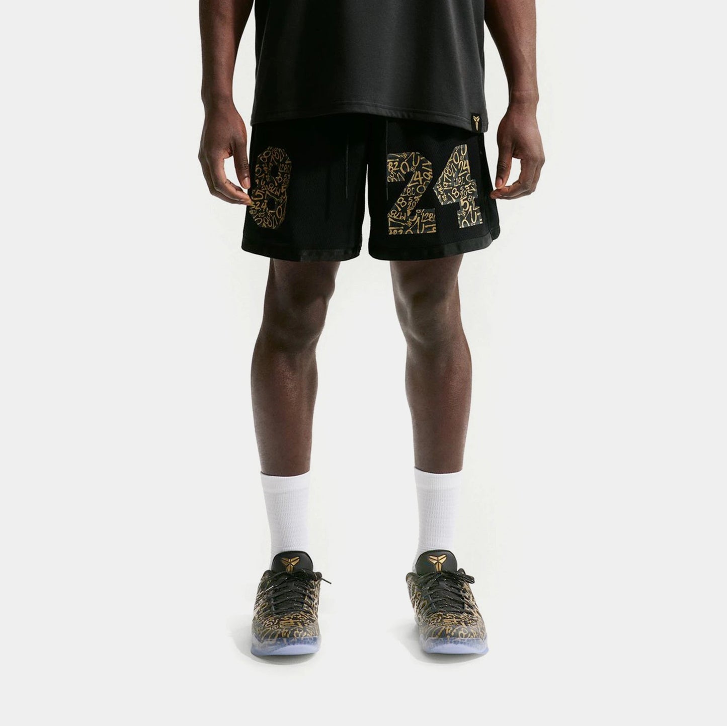 Kobe Basketball Mens Shorts in Black / Metallic Gold — view 1 of 4