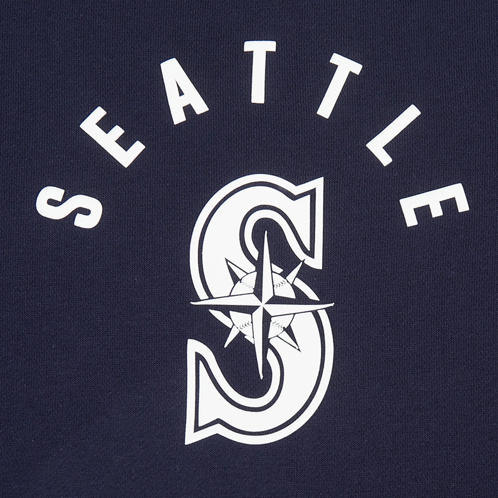 Seattle Mariners All Pro Fleece Zip Up Mens Hoodie (Navy/White) — view 3 of 4