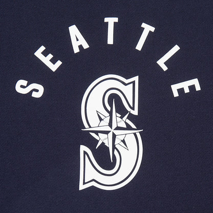 Seattle Mariners All Pro Fleece Zip Up Mens Hoodie (Navy/White) — view 3 of 4