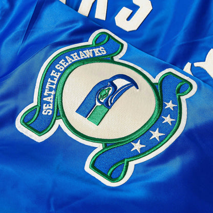 NFL Seattle Seahawks Original Satin Varsity Mens Jacket (Blue/White) — view 3 of 5