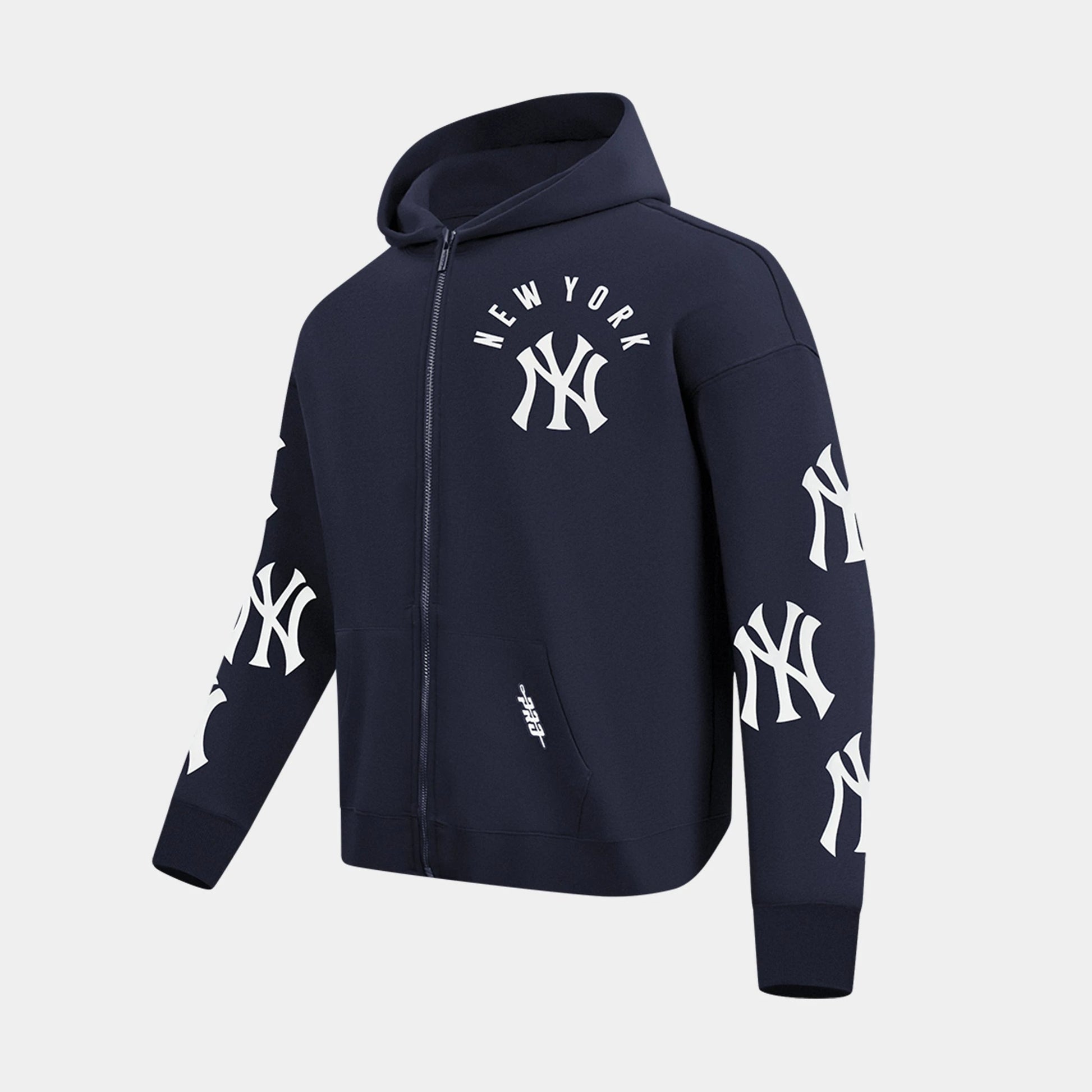 New York Yankees All Pro Fleece Zip Up Mens Hoodie (Navy/White) — view 1 of 4