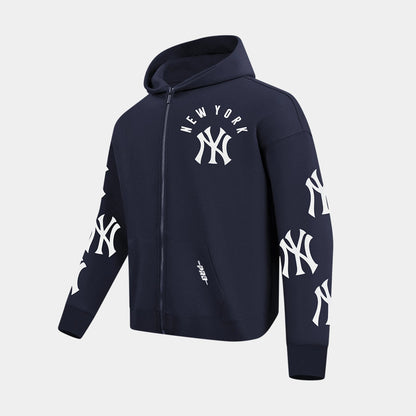 New York Yankees All Pro Fleece Zip Up Mens Hoodie (Navy/White) — view 1 of 4