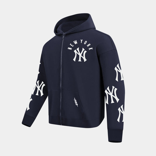 New York Yankees All Pro Fleece Zip Up Mens Hoodie (Navy/White) — view 1 of 4