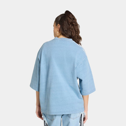 adidas Adilenium Season 5 Oversized Denim Womens Short Sleeve Shirt (Light Blue)
