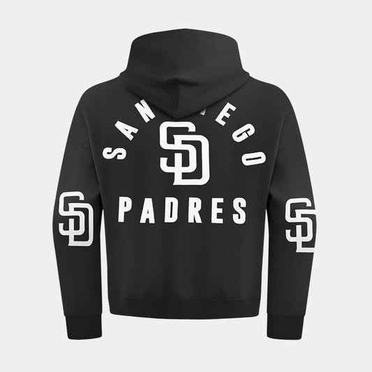 San Diego Padres All Pro Fleece Zip Up Mens Hoodie (Black/White) — view 2 of 4