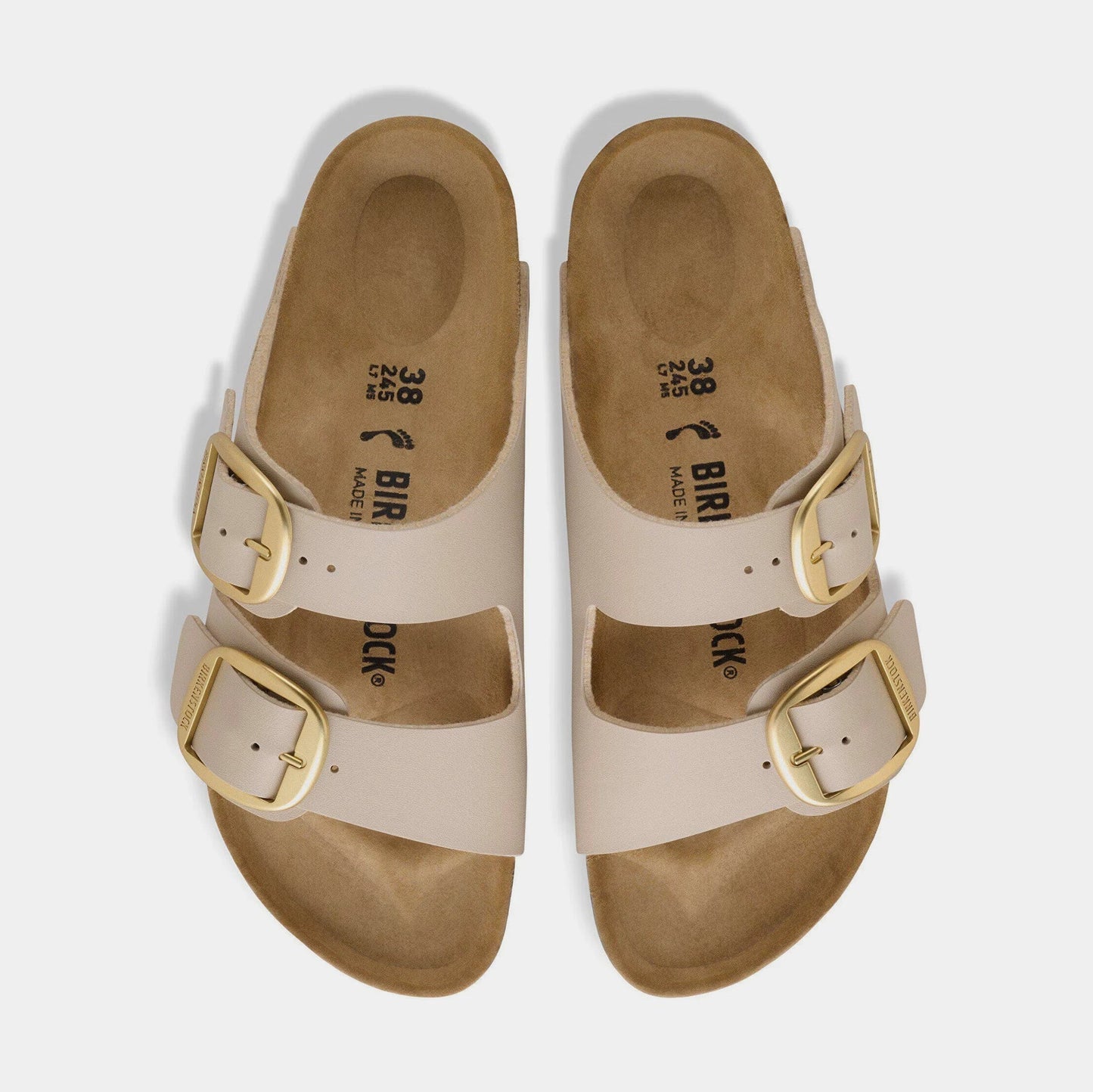 Arizona Big Buckle Womens Sandals (Beige/Gold) — view 1 of 4