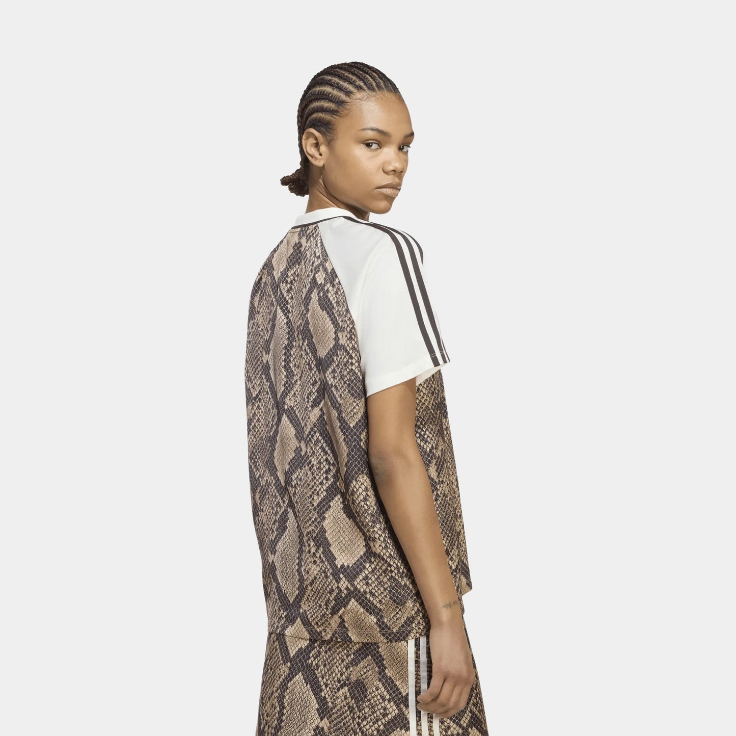 adidas Snake Print Satin Womens Jersey (Linen/Magic Beige)
