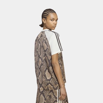 adidas Snake Print Satin Womens Jersey (Linen/Magic Beige)