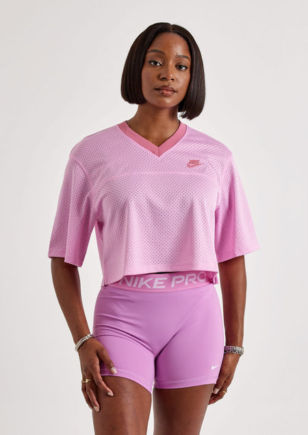Nike Oversized Cropped Mesh Jersey — shown on model