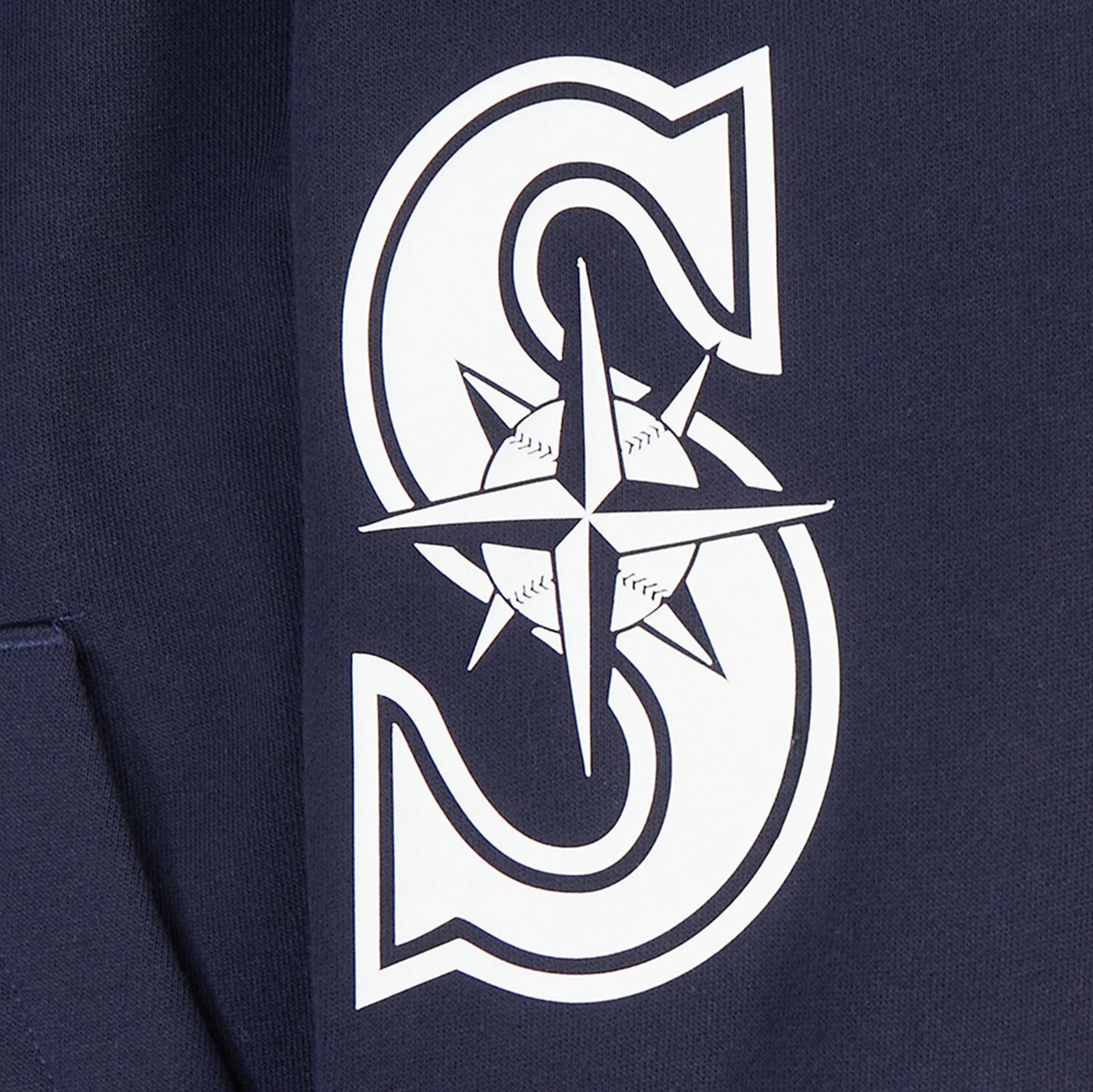 Seattle Mariners All Pro Fleece Zip Up Mens Hoodie (Navy/White) — view 4 of 4