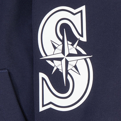 Seattle Mariners All Pro Fleece Zip Up Mens Hoodie (Navy/White) — view 4 of 4