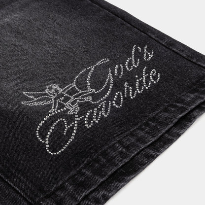 Original Sin God's Favorite Denim Womens Shorts (Black/Silver)