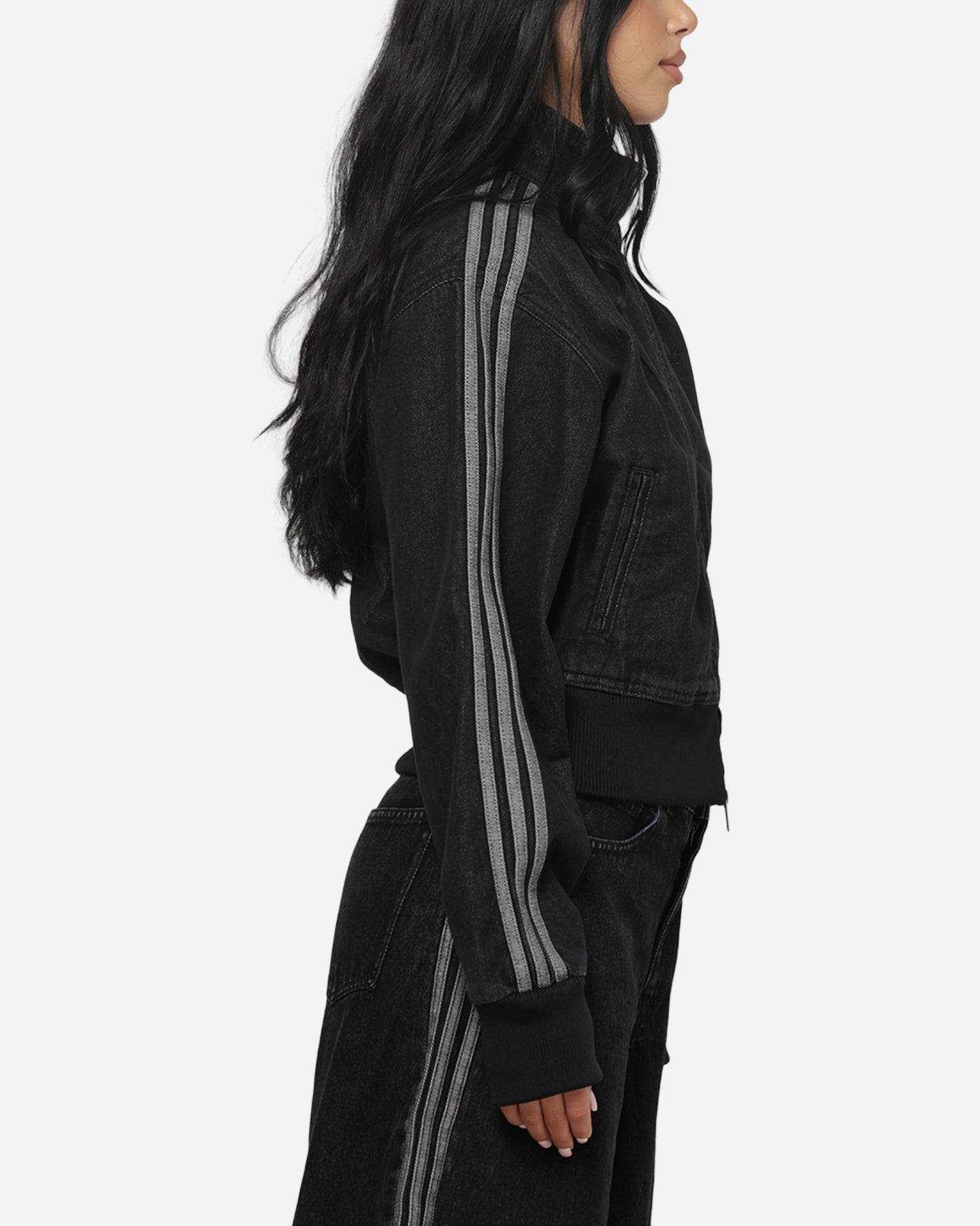 Adidas Women's Firebird Denim Track Jacket True Black — view 4 of 5