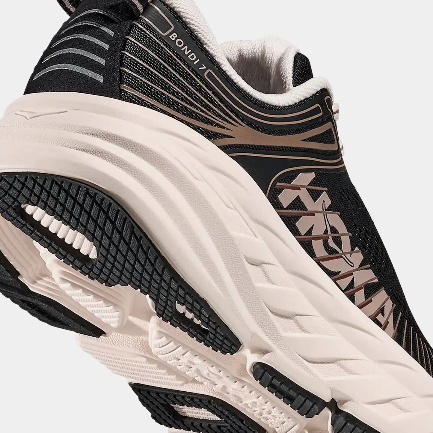 Bondi 7 Womens Running Shoes (Black/Rose Cream) — view 3 of 3