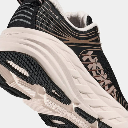 Bondi 7 Womens Running Shoes (Black/Rose Cream) — view 3 of 3