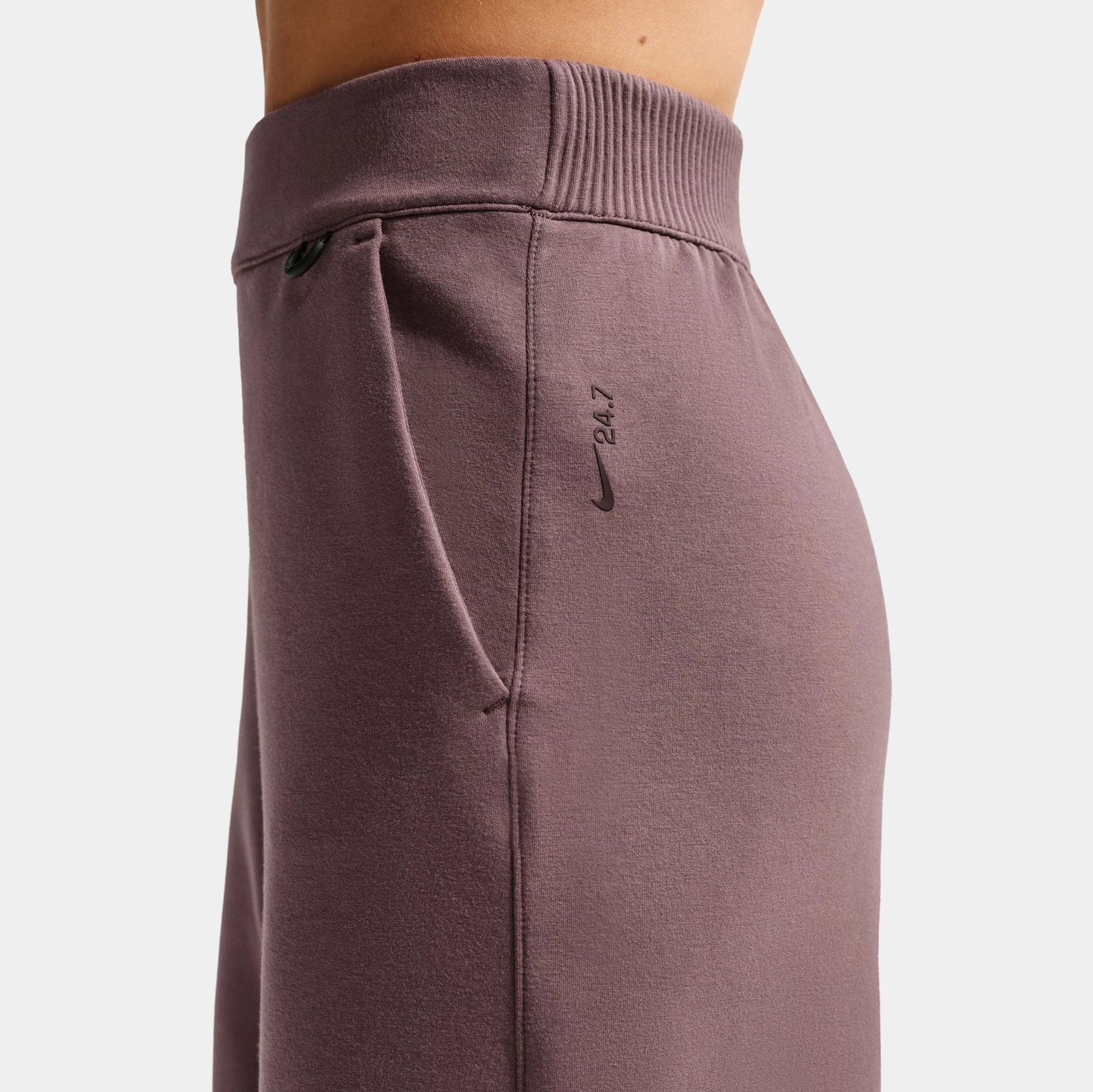 24.7 ImpossiblySoft Dri Fit High Waisted Loose Flared Womens Pants in Tattoo / Burgundy Crush — view 4 of 4