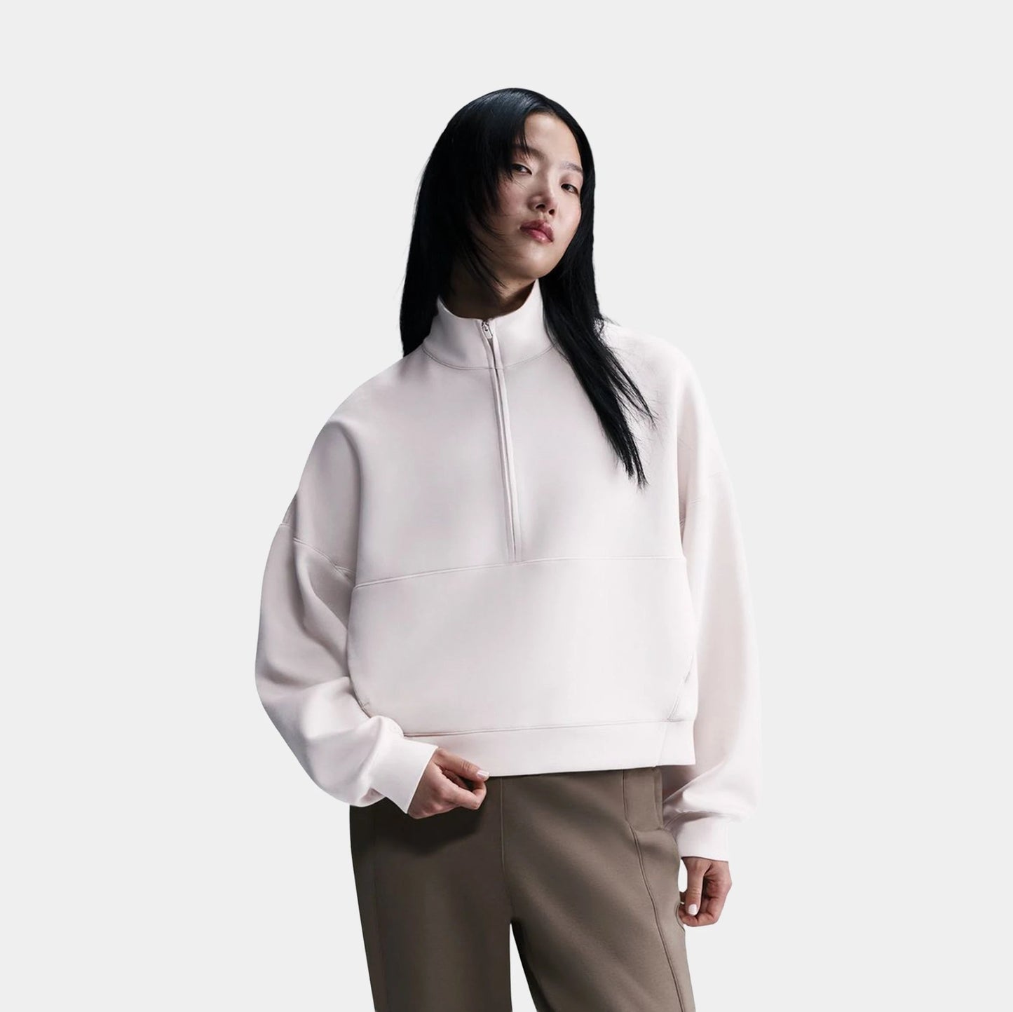 24.7 ImpossiblySoft Dri Fit Oversized Half Zip Womens Jacket in Light Orewood Brown / Light Iron Ore — view 1 of 4