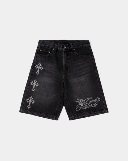 Original Sin God's Favorite Denim Womens Shorts (Black/Silver)