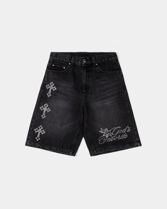 Original Sin God's Favorite Denim Womens Shorts (Black/Silver)
