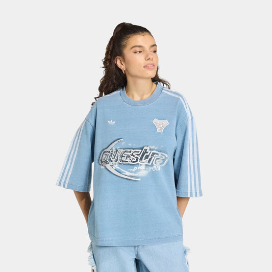 adidas Adilenium Season 5 Oversized Denim Womens Short Sleeve Shirt (Light Blue)