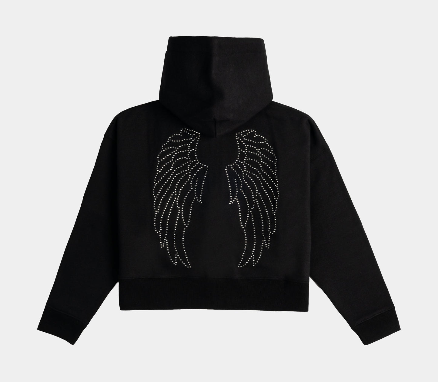 Original Sin Angel Wings Fleece Zip Up Womens Hoodie - (Black/Pink)