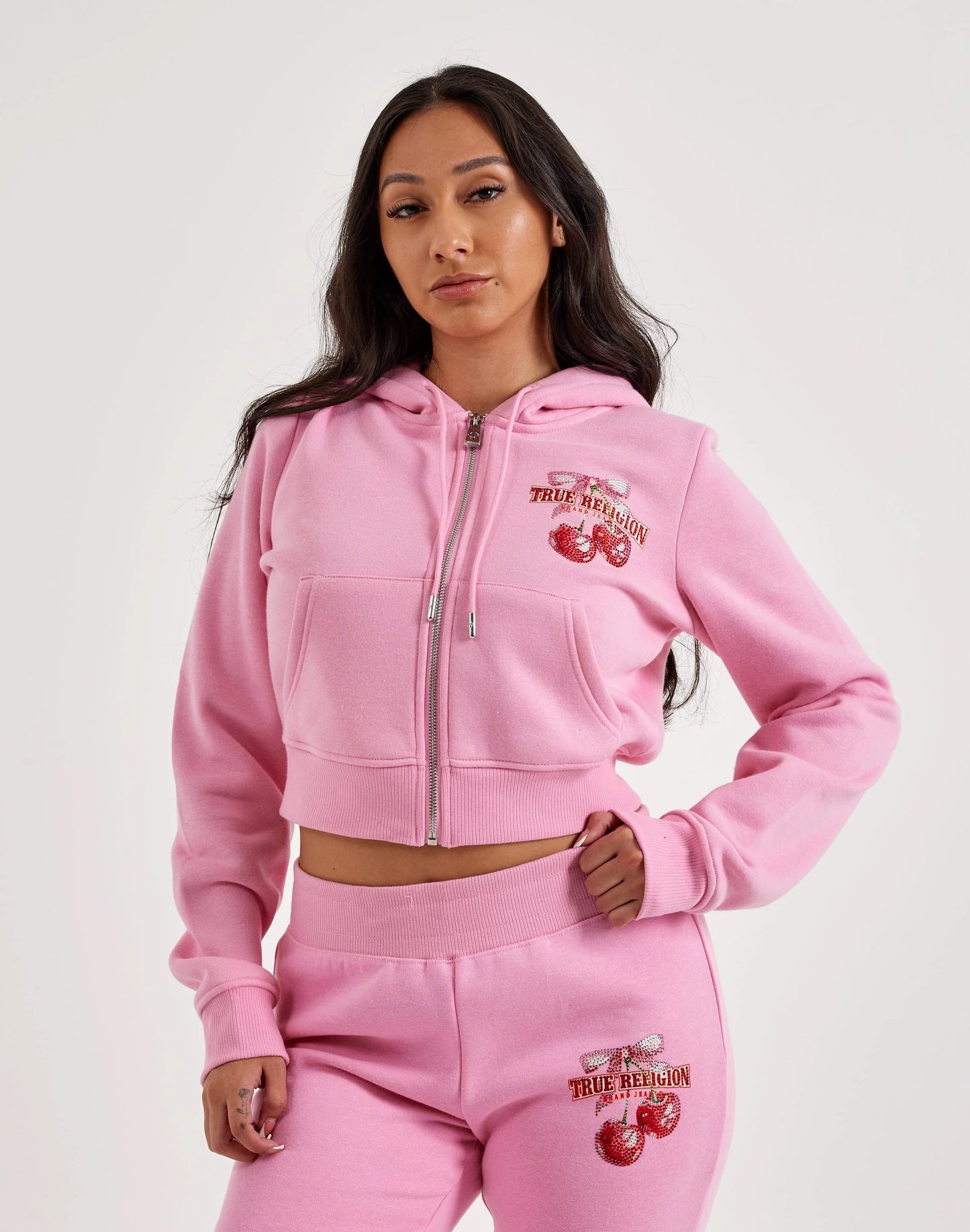 True Religion Cherry Shrunken Full-Zip Fleece Hoodie — view 1 of 4