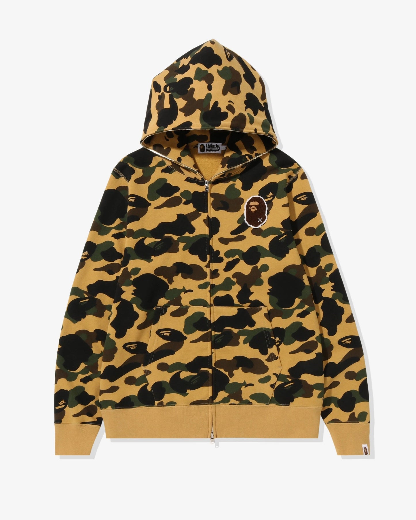 BAPE 1st Camo Ape Head Patched Full Zip Hoodie - Yellow Camo — view 1 of 4