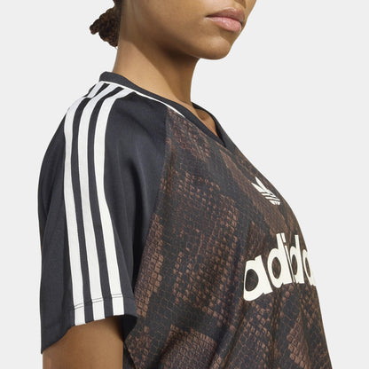 adidas Snake Print Satin Womens Jersey (Earth Strata/Aurora Coffee)