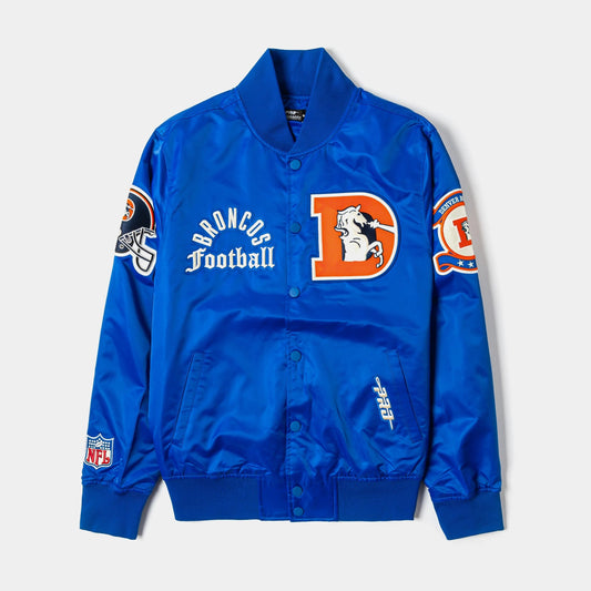 NFL Denver Broncos Original Satin Varsity Mens Jacket (Blue/White) — view 1 of 5