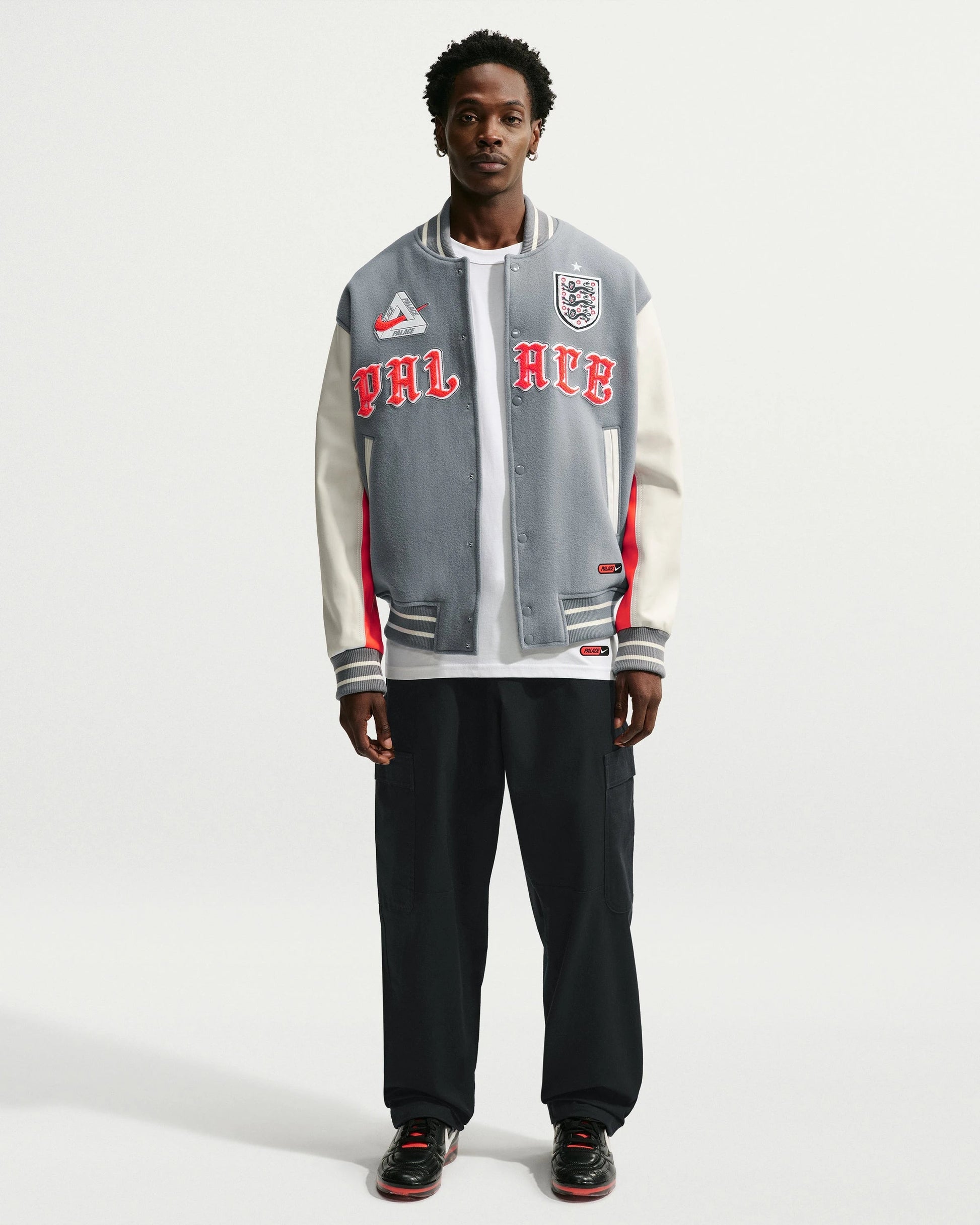 Nike x Palace Eng Varsity Jacket - Pewter Grey — view 6 of 6