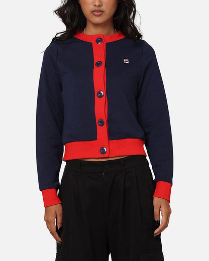 Fila Women's Dellia Cropped Fleece Cardigan Fila Navy/Fila — view 1 of 6