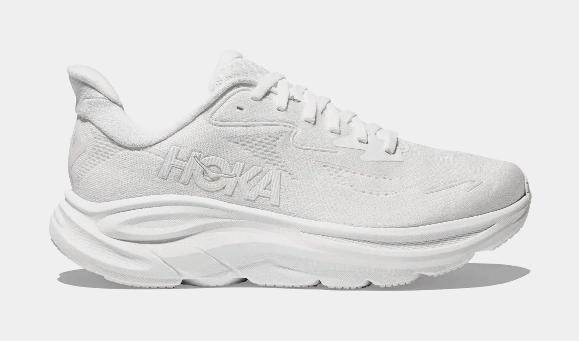 Clifton 10 Womens Running Shoes (White/White) — view 2 of 4
