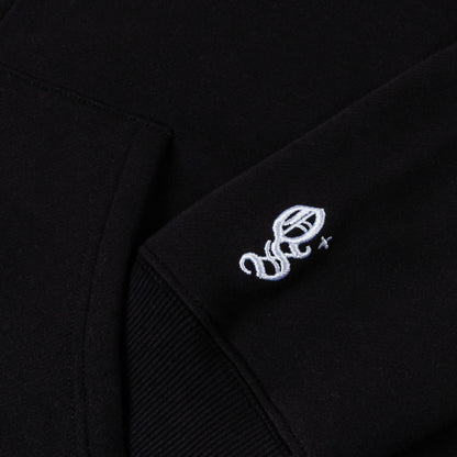 Maison Article Mary Tears Cropped Zip Up Fleece Womens Hoodie (Black/Black)